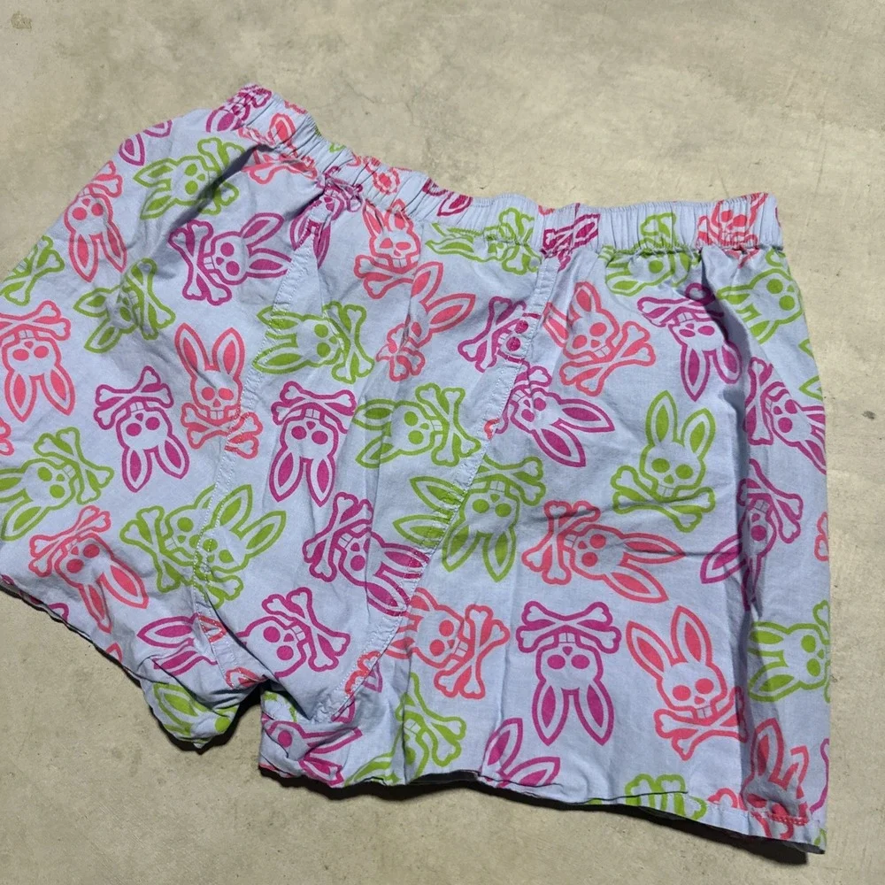 Psycho Bunny Boxer Sleep Shorts with Embroidered Logo SZ Medium Colorful